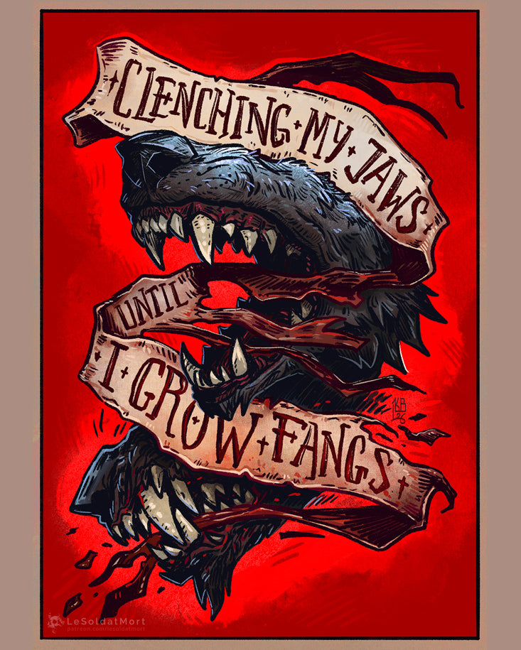 Clenching Jaws A5 art print