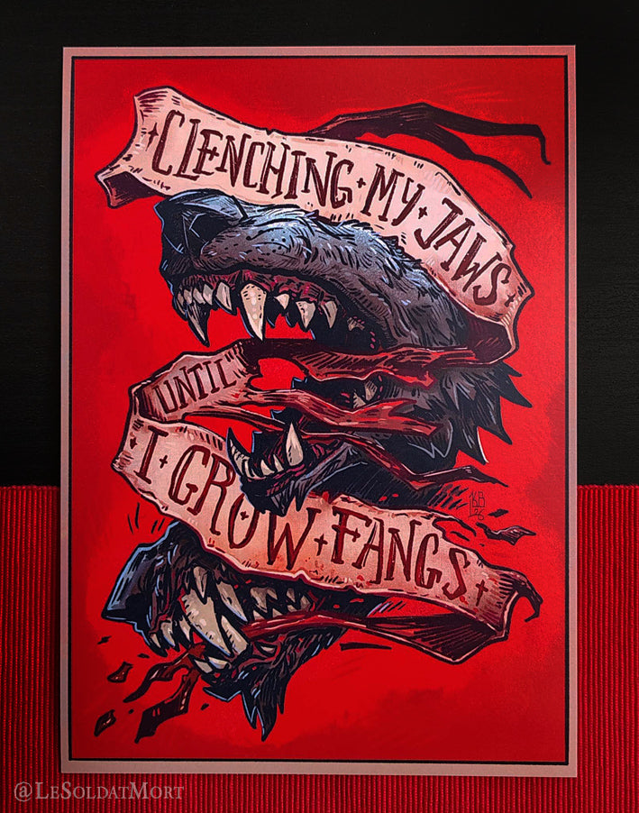Clenching Jaws A5 art print