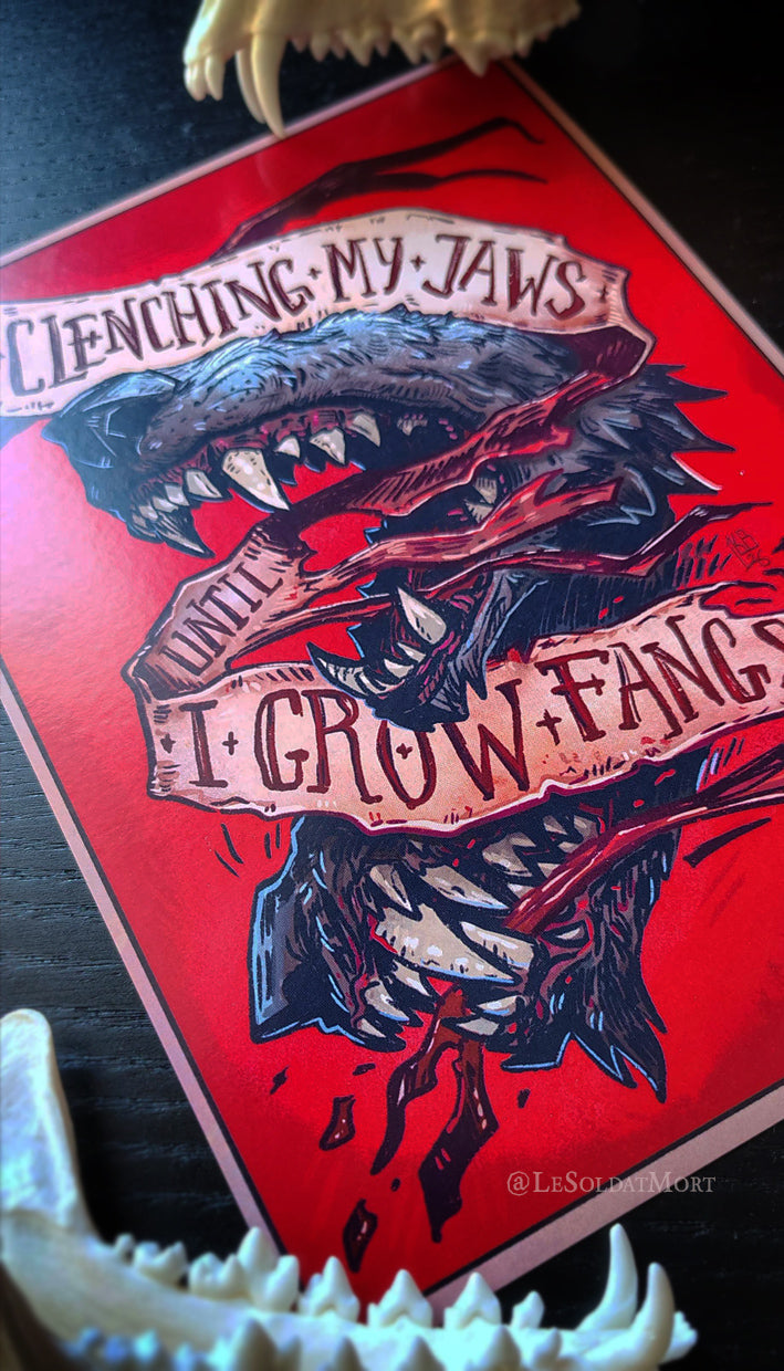 Clenching Jaws A5 art print