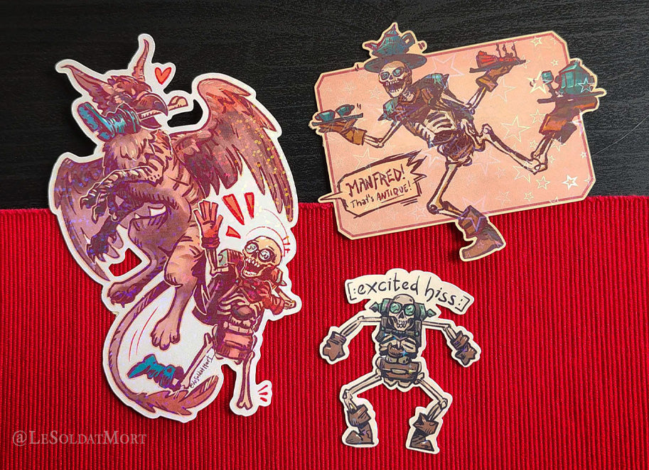 Dragon Age Manfred sparkly stickers - various