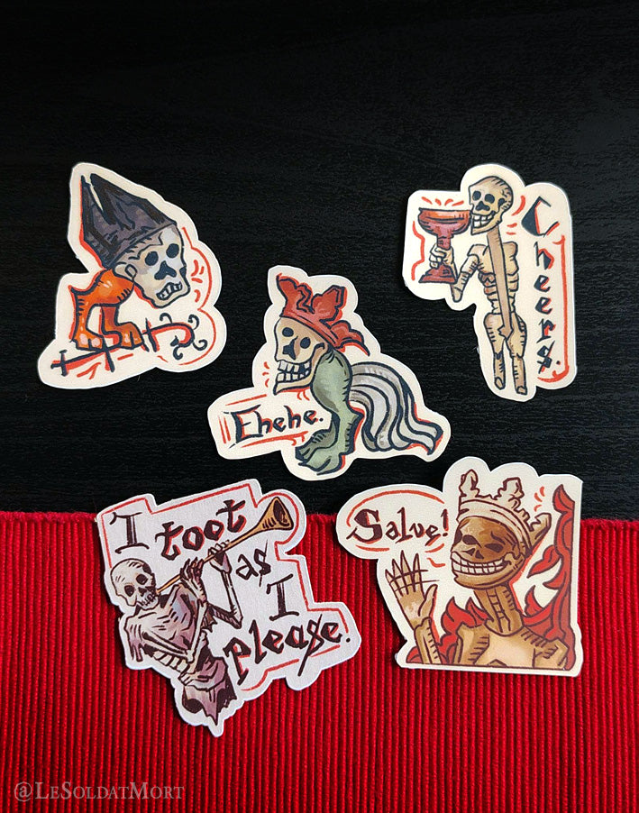 Medieval skeletons - set of solo stickers