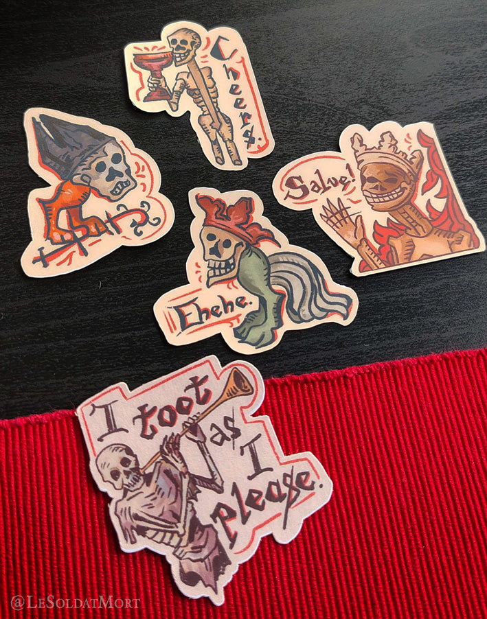 Medieval skeletons - set of solo stickers