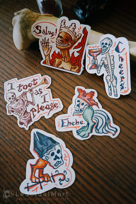 Medieval skeletons - set of solo stickers